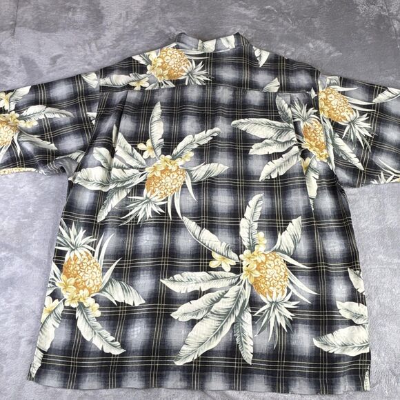Tommy Bahama Shirt Mens XL Black Silk Hawaiian Pineapple Camp Aloha Short Sleeve - Picture 16 of 16